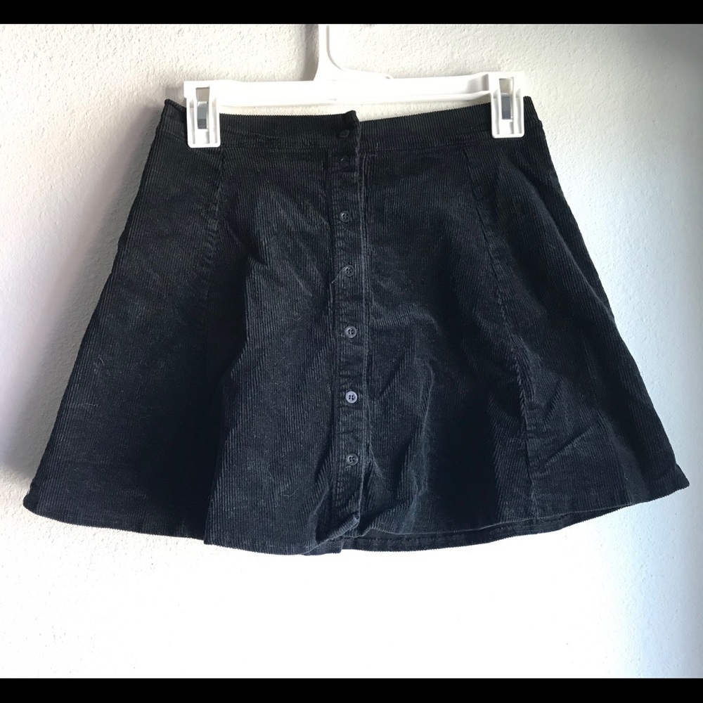 Black Corduroy Mini Skirt